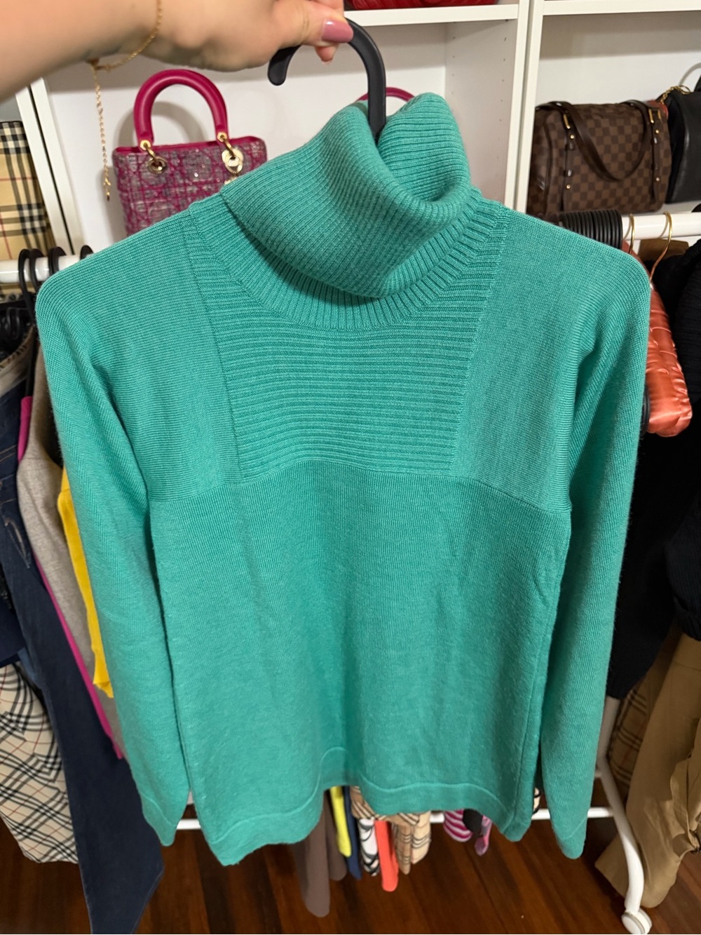 Chloe Teal Green Turtleneck Long Sleeve Sweater